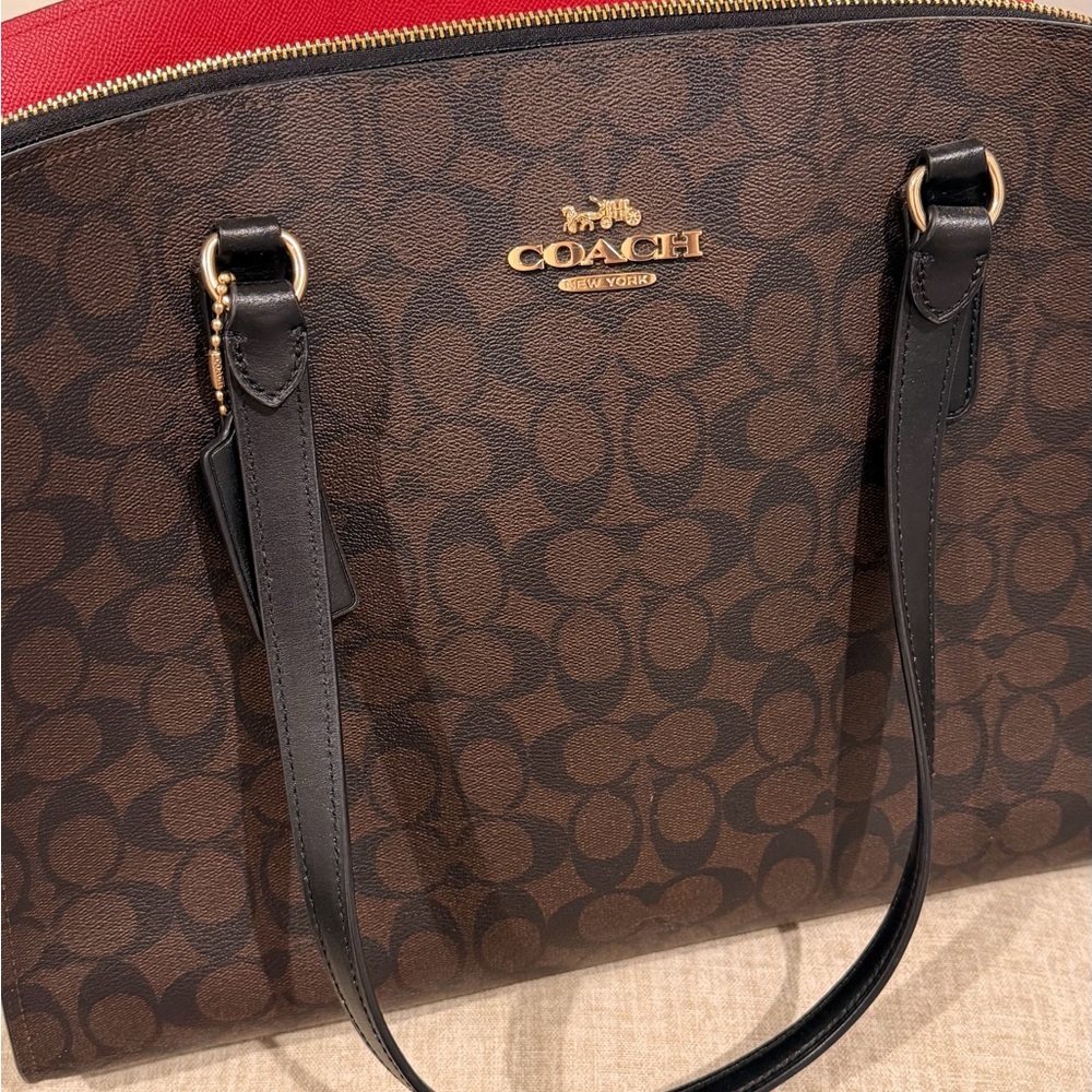 Coach Brown and Black Signature Tote